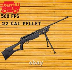 Air Rifle. 22 Cal Bolt Action CO2 Pellet Airgun 500 FPS Black