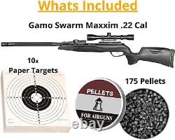 Gamo Swarm Maxxim 10X Gen2.22 Cal 10-Shot Pellet Rifle 1000 FPS Air Gun Bundle