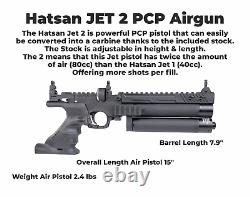HATSAN Jet 2 Black. 22 cal PCP Air Pistol Converts to Air Rifle