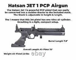 HATSAN Jet I Black. 22 cal PCP Air Pistol Converts to Air Rifle