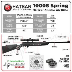 Hatsan 1000S Spring Striker Combo. 25Cal Break Barrel Airrifle withPellets&Targets