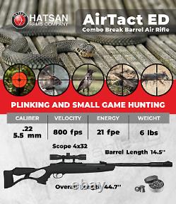 Hatsan AirTact ED Combo Air Rifle and 100x Paper Targets and Pellets Bundle