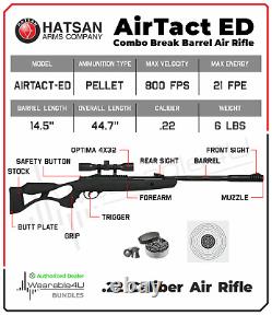 Hatsan AirTact ED Combo Air Rifle and 100x Paper Targets and Pellets Bundle