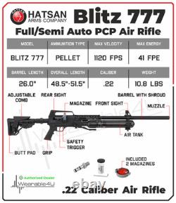 Hatsan Blitz 777.22 Cal 1120 FPS 41 FPE PCP Air Rifle HGBlitz722