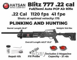 Hatsan Blitz 777.22 Cal PCP Air Rifle with Targets and Pellets and Scope and Case