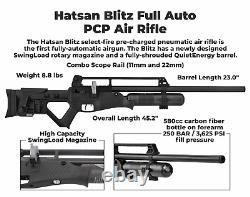 Hatsan Blitz Full Auto PCP. 25 Cal Air Rifle and Targets and Pellets Bundle