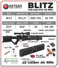 Hatsan Blitz PCP. 22 Cal Air Rifle with Scope & Targets & Pellets & Case Bundle