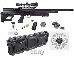 Hatsan BullBoss QE. 22 Cal Air Rifle with Scope & Targets & Pellets & Case Bundle