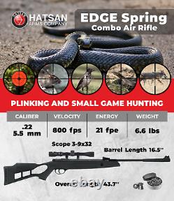 Hatsan Edge Spring Combo Break Barrel. 22 Caliber Air Rifle with Pellets Bundle