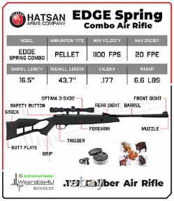 Hatsan Edge Spring Combo Break Barrel Air Rifle with Targets and Pellets Bundle