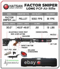 Hatsan Factor Sniper Long. 22 Cal PCP Side-Lever Air Rifle HGFactorSniper-L2