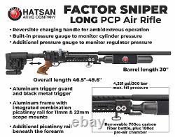 Hatsan Factor Sniper Long. 22 Cal PCP Side-Lever Air Rifle with Pellets & Targets
