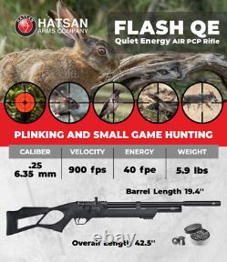 Hatsan Flash QE. 25 Cal PCP Bolt Action Air Rifle with Targets and Pellets Bundle