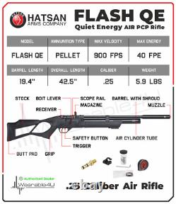 Hatsan Flash QE. 25 Cal PCP Bolt Action Air Rifle with Targets and Pellets Bundle