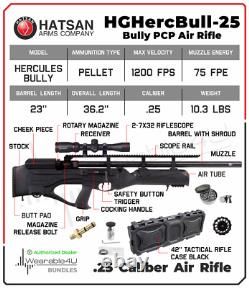 Hatsan Hercules Bully. 25 Cal Air Rifle withScope & Rings with Case & Pellets Bundle