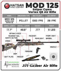 Hatsan MOD 125 Sniper Camo Vortex QE. 177 Cal Air Rifle with Wearable4U Bundle