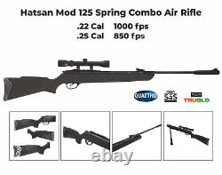 Hatsan Mod 125 Spring Combo. 25 Cal Air Rifle with Targets and Pellets Bundle