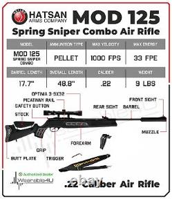 Hatsan Mod 125 Spring Sniper Combo. 22 Caliber Air Rifle