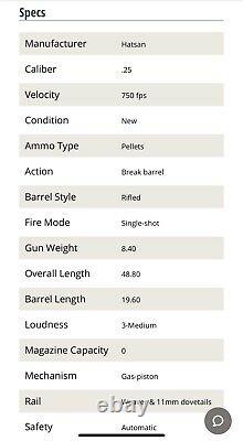 Hatsan Mod 125 Vortex. 25 Caliber Break Barrel Air Rifle Black Synthetic