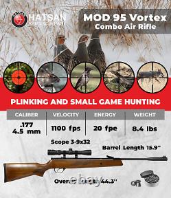 Hatsan Mod 95 Vortex Combo. 177 Cal Break Barrel Air Rifle withPellets and Targets