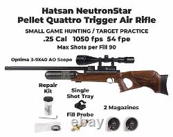 Hatsan NeutronStar. 25 Cal Air Rifle with Scope and Pellets and Targets Bundle