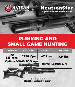 Hatsan NeutronStar Syn. 22 Cal QE PCP Air Rifle withScope &Targets & Pellets &Case