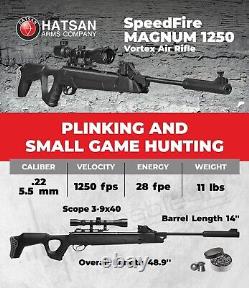 Hatsan SpeedFire Magnum 1250.22 Cal Black QE Break Barrel Air Rifle, 1250fps