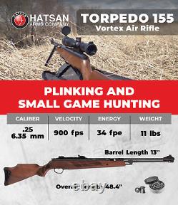 Hatsan Torpedo 155 Vortex. 25 Cal Air Rifle with Targets and Lead Pellets Bundle