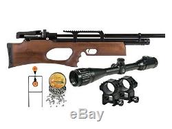 Puncher Breaker Silent Walnut Sidelever PCP Air Rifle Kit 0.22 cal Wood Stock