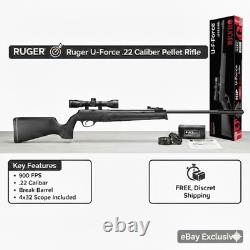 Ruger U-Force. 22 Caliber Break Barrel Air Rifle 900 FPS Pellet Gun With Scope