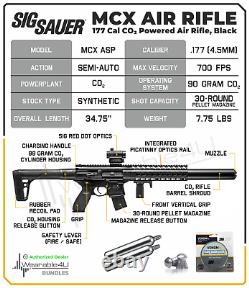 Sig Sauer MCX. 177 Cal Air Rifle Black with Red Dot & 2x CO2 & 500x Pellets Bundle