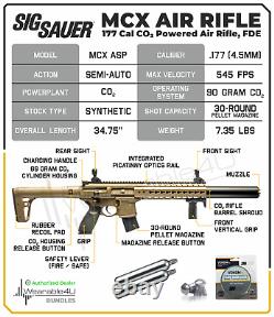 Sig Sauer MCX. 177 Cal Air Rifle with CO2 90 Gram 2 Pack and 500x Pellets Bundle