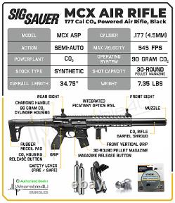 Sig Sauer MCX. 177 Cal Black Air Rifle with 2x CO2 and Mag and Pellets Bundle