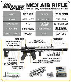 Sig Sauer MCX. 177 Cal CO2 Air Rifle Black with 2x CO2 and 500x Pellets Bundle