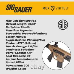 Sig Sauer MCX Canebrake. 177 Cal CO2 Powered FDE/BLK Air Rifle AIR-MCX-CANEBRAKE