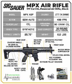 Sig Sauer MPX. 177 Cal Air Rifle Black with 2x CO2 and Mag and Pellets Bundle