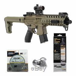 Sig Sauer MPX. 177 Cal FDE Air Rifle Red Dot with CO2 and Pellets Bundle