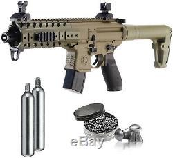 Sig Sauer MPX FDE. 177 Cal Air Rifle with CO2 Tanks and Lead Pellets Bundle
