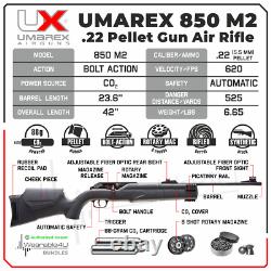 Umarex 850 M2 CO2.22 Air Rifle with Extra Mag 2x CO2 Tanks and Pellets Bundle