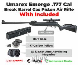 Umarex Emerge 12 Shot. 177 Cal Break Barrel Air Rifle withPellets and Mag and Case