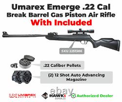 Umarex Emerge 12 Shot. 22 Cal Break Barrel Air Rifle with Pellets and Mag Bundle
