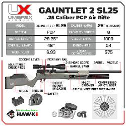 Umarex Gauntlet 2 SL25.25 Cal PCP Side Lever Air Rifle withPellets&Targets&Scope