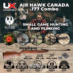 Umarex Ruger Air Hawk 490 FPS. 177 Air Rifle with Scope with Targets and 500 Pellets