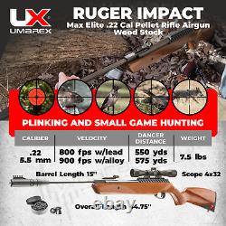 Umarex Ruger Impact Max Elite. 22 Cal Wood Stock Pellet Break Barrel Air Rifle