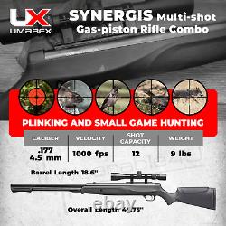 Umarex Synergis. 177 Cal Gas Piston Under Lever Air Rifle Combo 3-9x40 with rings