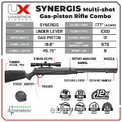 Umarex Synergis. 177 Cal Gas Piston Under Lever Air Rifle Combo 3-9x40 with rings