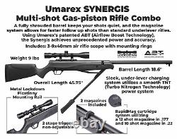 Umarex Synergis. 177 Cal Gas Piston Under Lever Air Rifle Combo 3-9x40 with rings