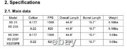 Xicico XS25S. 22 Cal Air Rifle NIB Pellet Gun Synthetic Stock