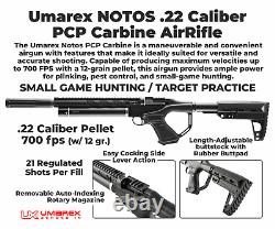 Carabine Umarex Notos. 22 Cal Side Lever PCP Air Rifle avec Bundle de plombs et chargeur