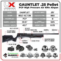 Carabine à air Umarex Gauntlet PCP cal. 25 avec 150x plombs et bundle supplémentaire de chargeur 8 coups